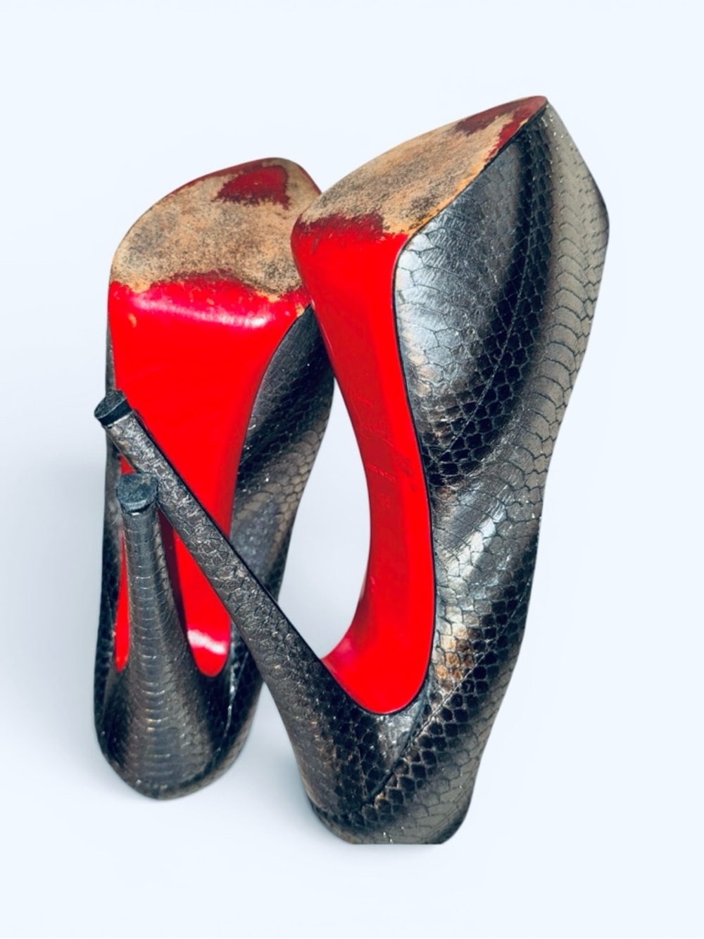 Christian Louboutin Python Daffodile Animal Print Platform Pumps Size 39 US 9 - Picture 6 of 7